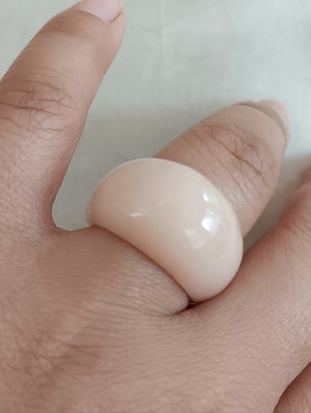 Chunky Jade Cream Dome Ring Size 6